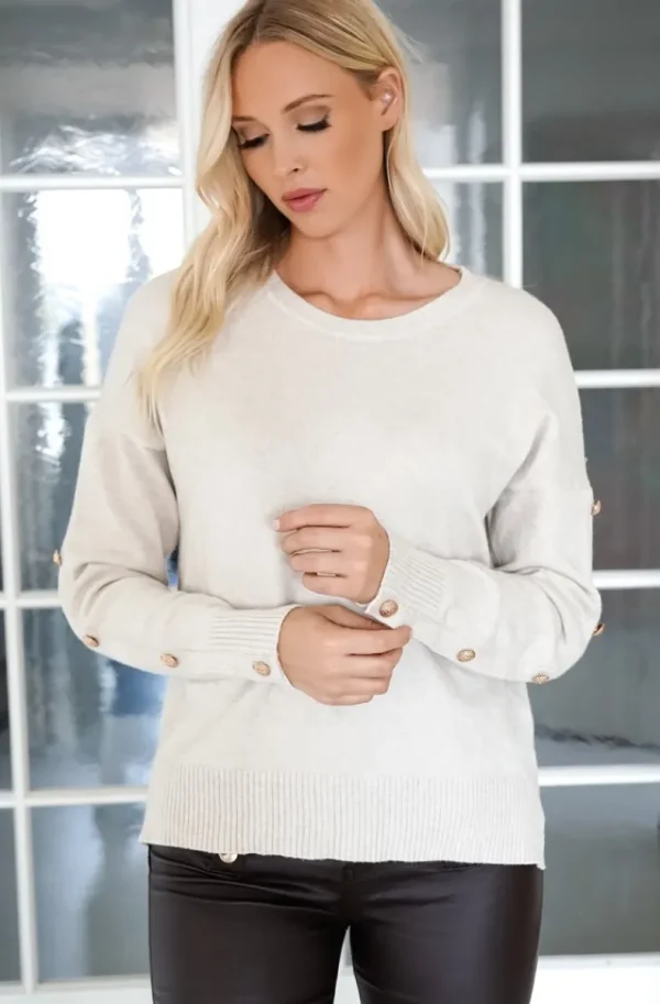 MIXED BRANDS - Sweater with buttons 8026 - Beige Clearance