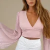 MIXED BRANDS - Top with chiffon sleeve 2468 - Pink Outlet