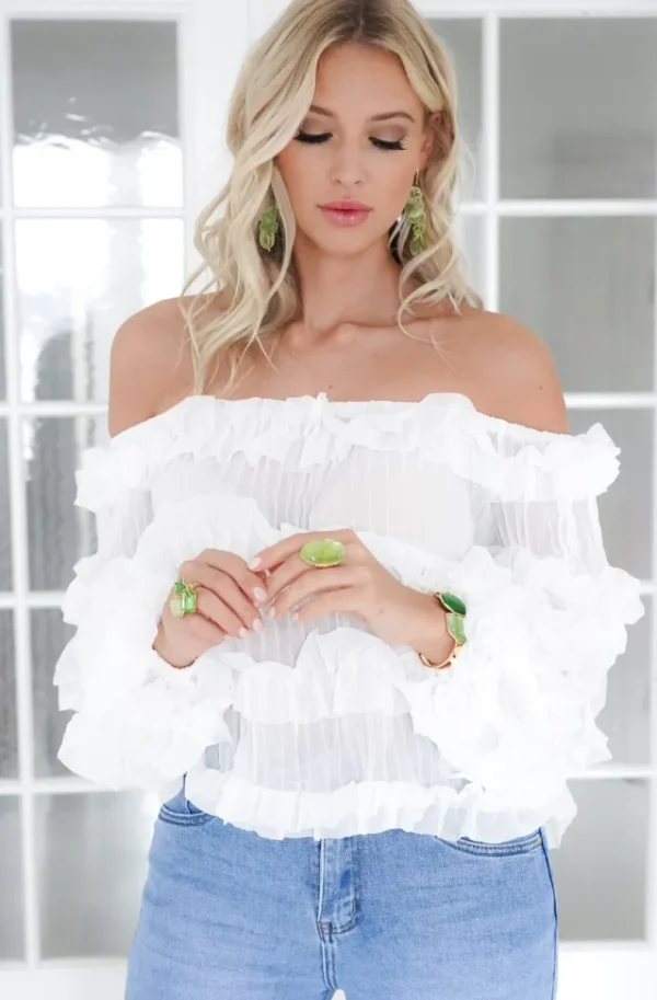 MIXED BRANDS - Top with Frills 12036 - White Discount