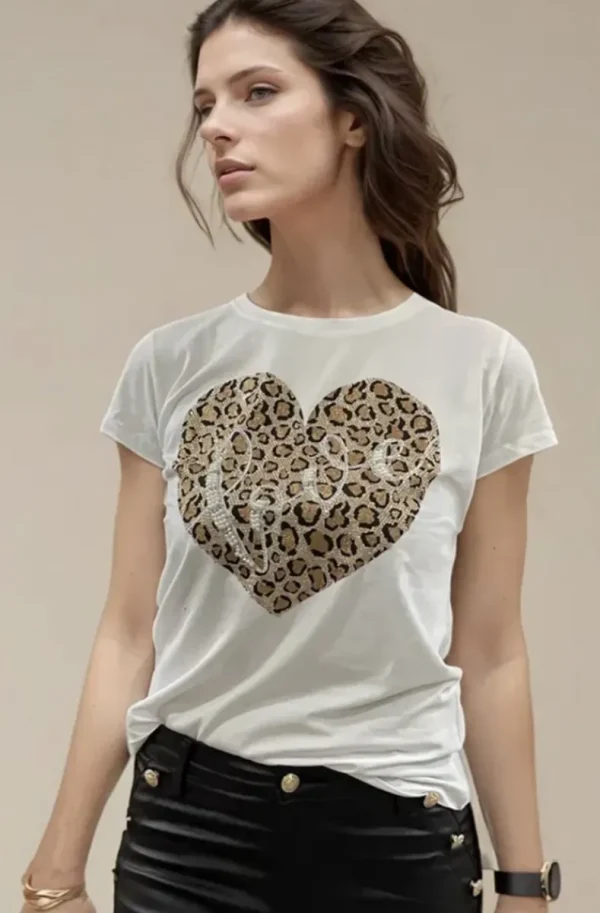 MIXED BRANDS - Tshirt Leo Love Heart 5223 - White New