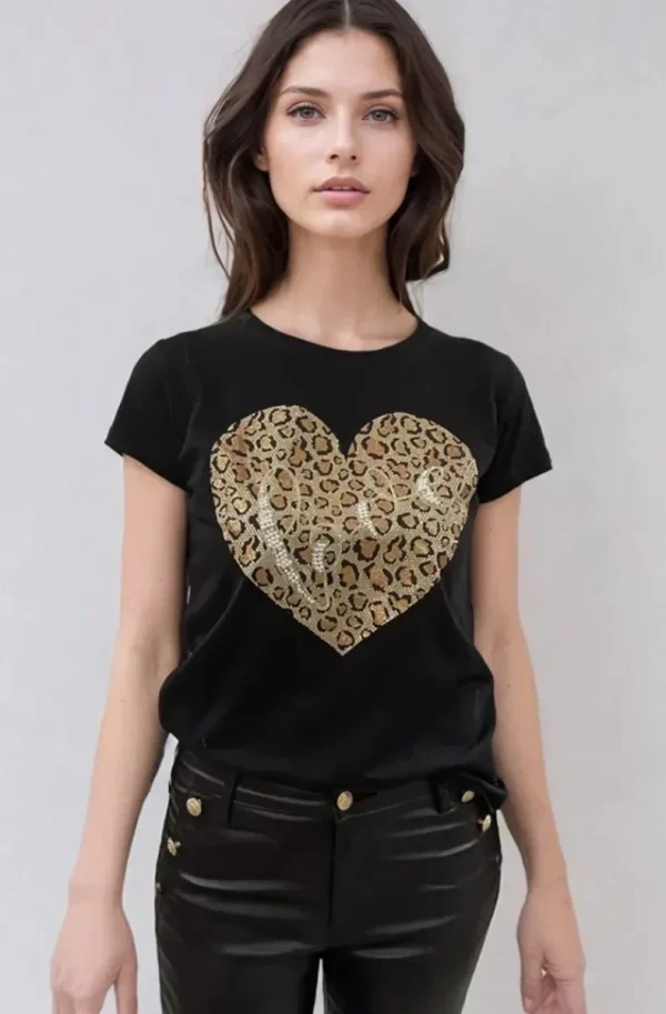 MIXED BRANDS - Tshirt Leo Love Heart 5223 - Black New