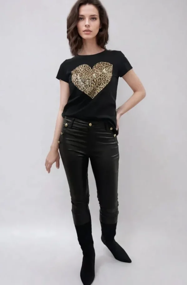 MIXED BRANDS - Tshirt Leo Love Heart 5223 - Black New