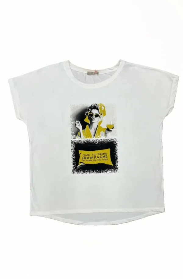 MIXED BRANDS - Tshirt Time to drink Champagne 3621- White Sale