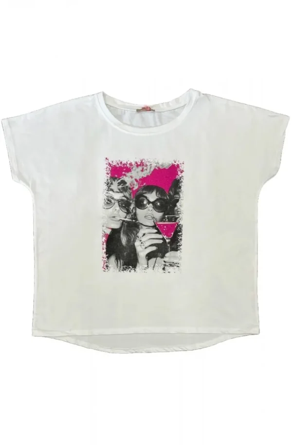 MIXED BRANDS - Tshirt woman pink 3661 - White Sale