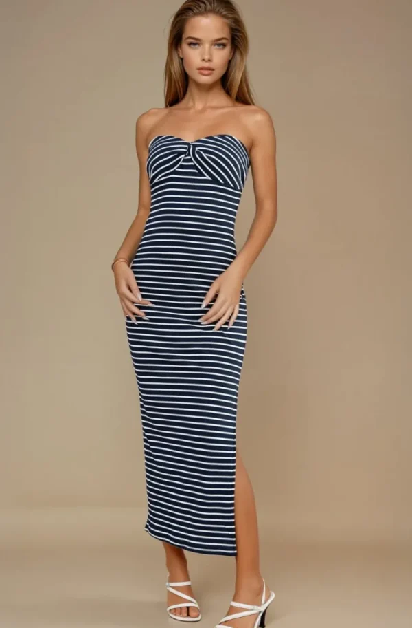 MIXED BRANDS - Tube Dress 7486 - Striped Marine Clearance