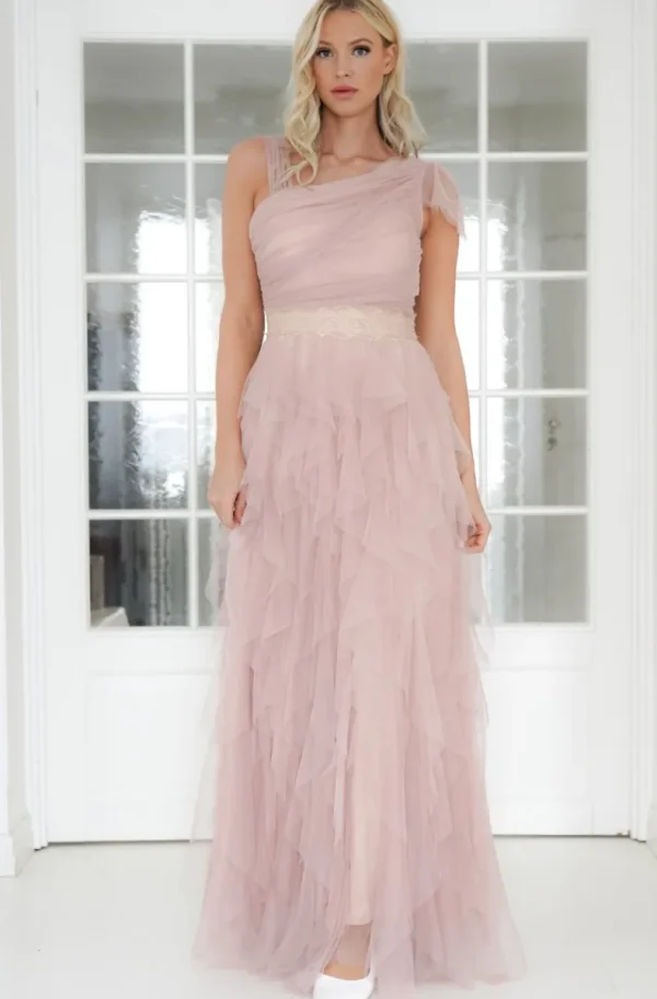 MIXED BRANDS - Tulle Dress Maxi Asymmetric 19831 - Pink Outlet