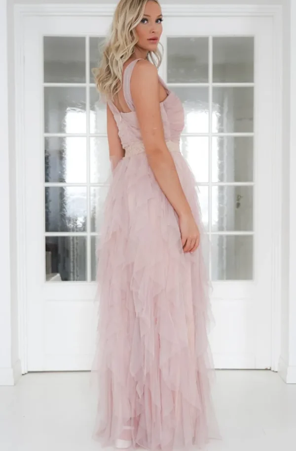 MIXED BRANDS - Tulle Dress Maxi Asymmetric 19831 - Pink Outlet