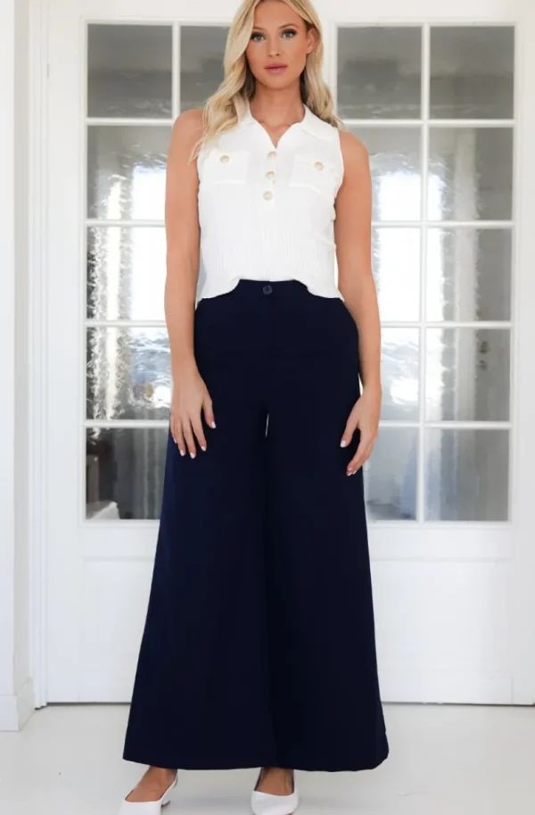 MIXED BRANDS - Wide Leg Palazzo Trousers 13293 - Navy Clearance