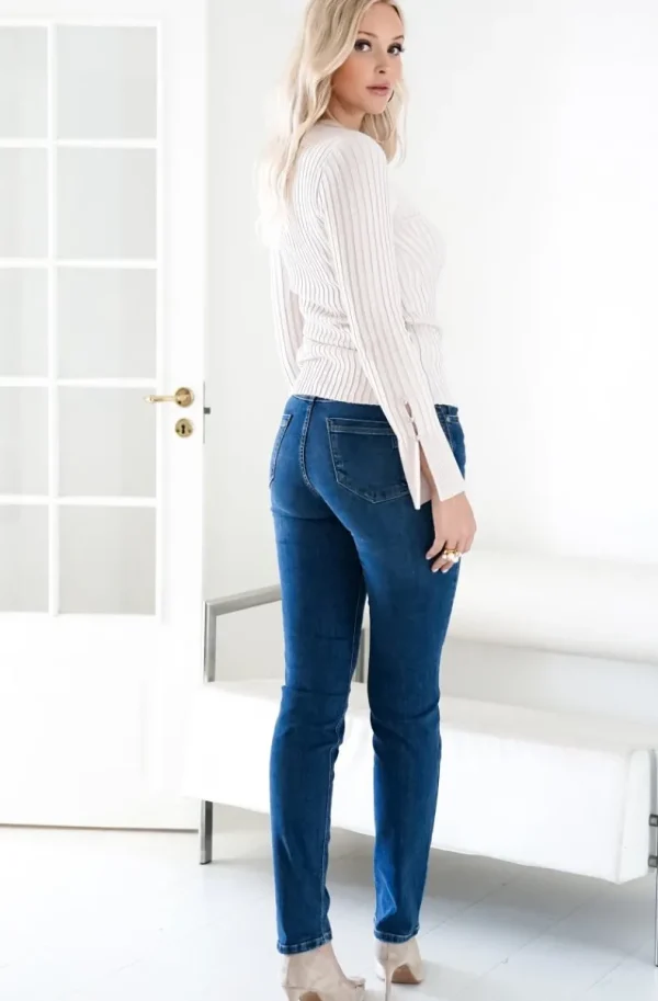 MY ESSENTIAL WARDROBE - Celina High Straight Jeans Medium Blue 32 Clearance