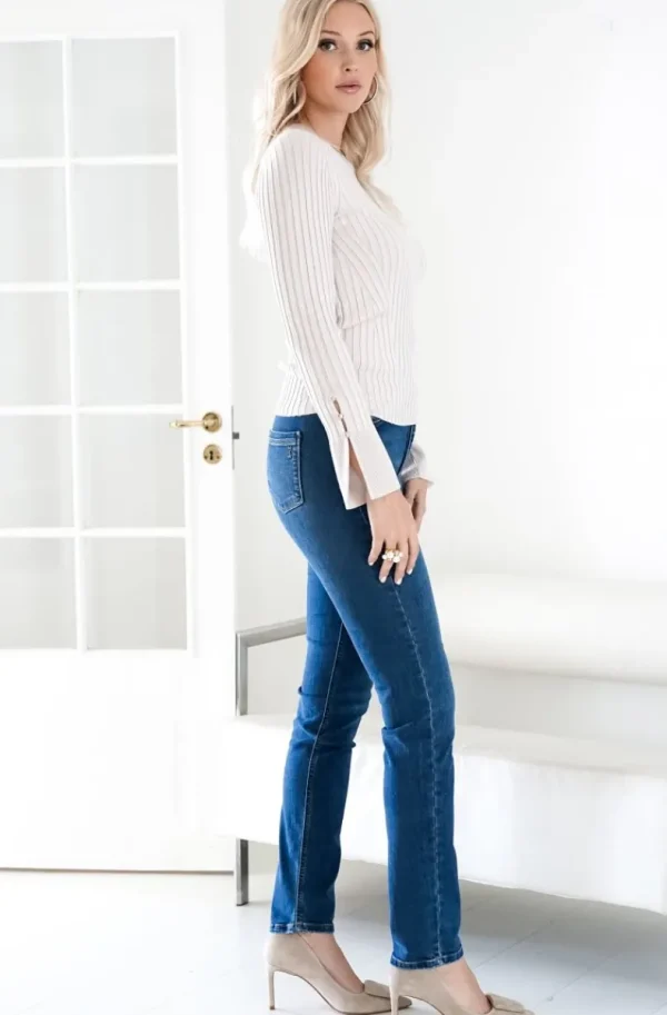 MY ESSENTIAL WARDROBE - Celina High Straight Jeans Medium Blue 32 Clearance