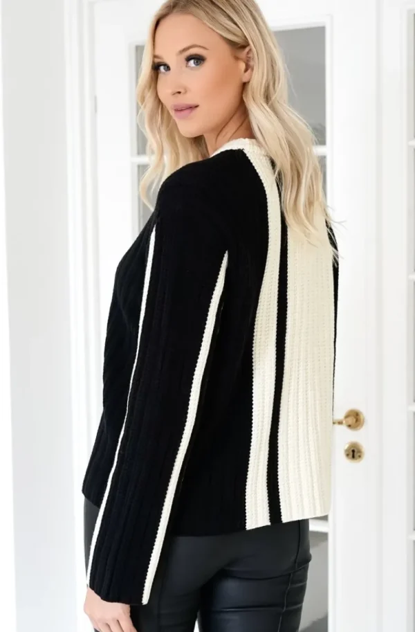 NORR - Stilla Blocking Knit Top - Offwhite with black Detail Sale