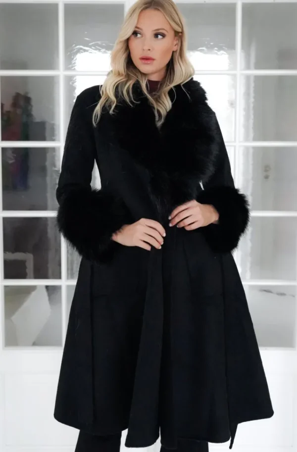 PLAIN VANILLA - Amazing coat with Faux fur Details - Black Best