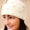 Plain Vanilla & Other Brands We Love Plain Vanilla - Beanie with rhinestones and pom pom - White New