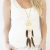 Plain Vanilla & Other Brands We Love Plain Vanilla - Dreamcatcher Necklace - Gold Brown Sale