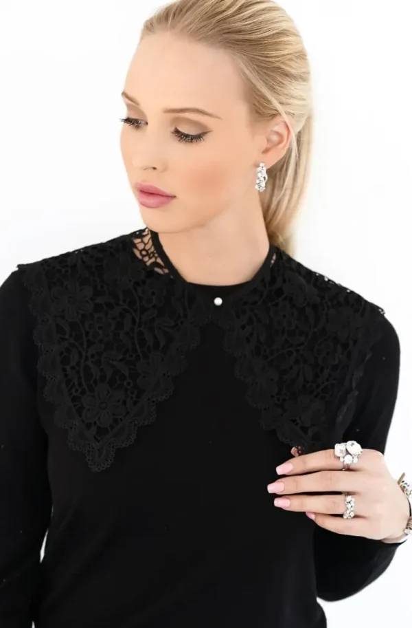 PLAIN VANILLA - Fake Collar Large Lace Black C006 Discount