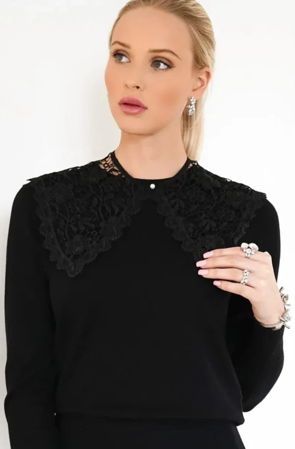 PLAIN VANILLA - Fake Collar Large Lace Black C006 Discount