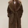 PLAIN VANILLA - Knitted Coat with Faux Fur - Chocolate Hot