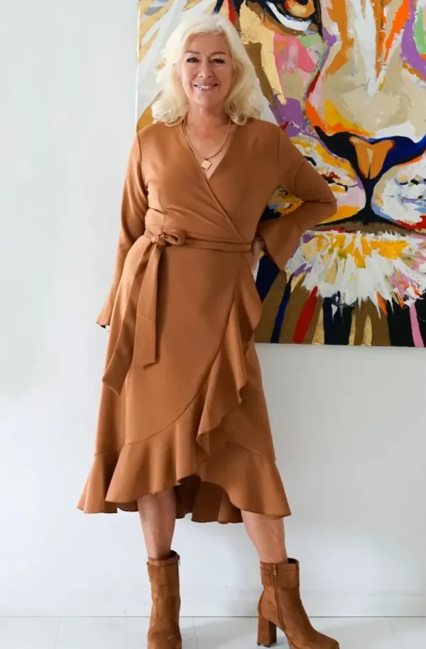 BLOND HOUR Susanne Nordström <3 - The Perfect Wrap Dress - Camel bi-stretch Online