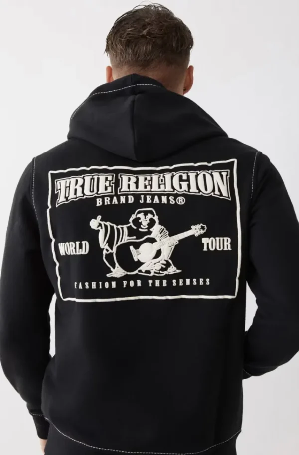 TRUE RELIGION - Big T Zip Hoodie - Black Sale