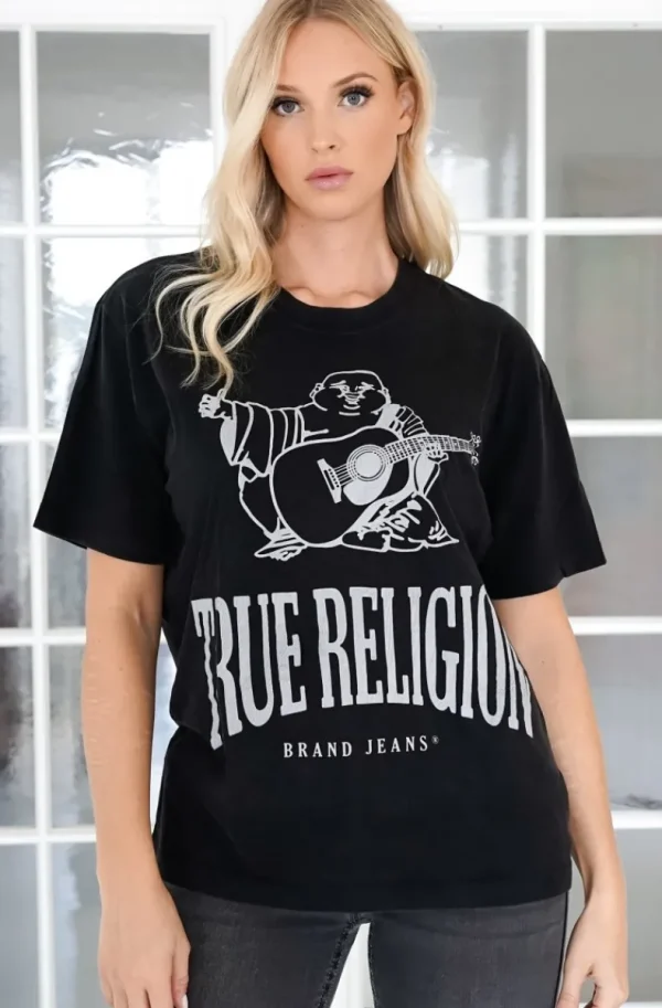 TRUE RELIGION - Crackle Vintage Tee - Jet Black Clearance