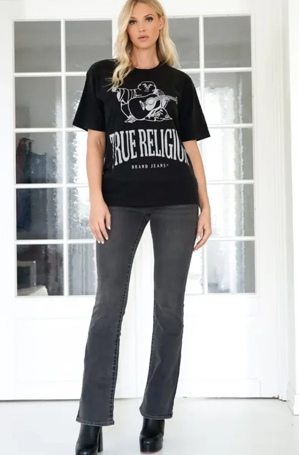 TRUE RELIGION - Crackle Vintage Tee - Jet Black Clearance