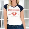 TRUE RELIGION - Raglan Baby Tee Winter White-Navy Hot