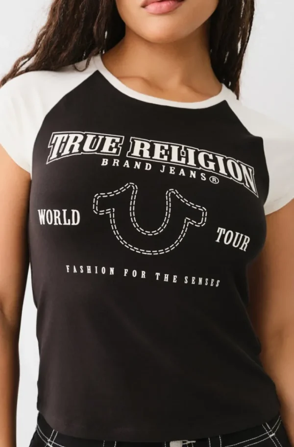 TRUE RELIGION - Raglan Baby Tee - Black-white Discount