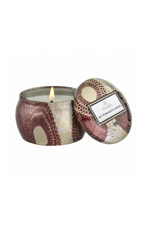 VOLUSPA - Gilt Pomander & Hinoki Mini Decorative Tin Candle Outlet