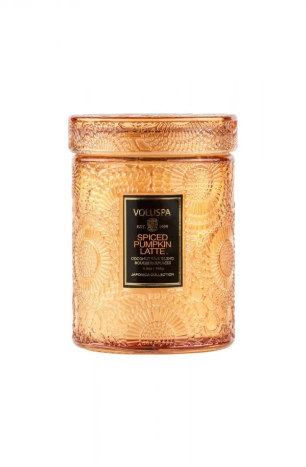 VOLUSPA - Spiced Pumpkin Latte Mini Glass Jar with Lid Sale