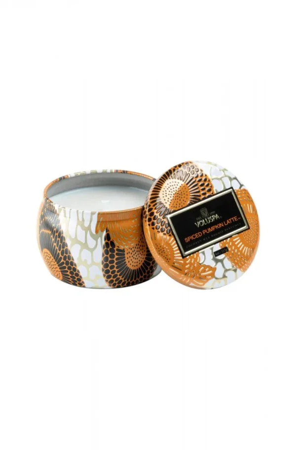 VOLUSPA - Spiced Pumpkin Latte Mini Decorative Tin Candle Sale