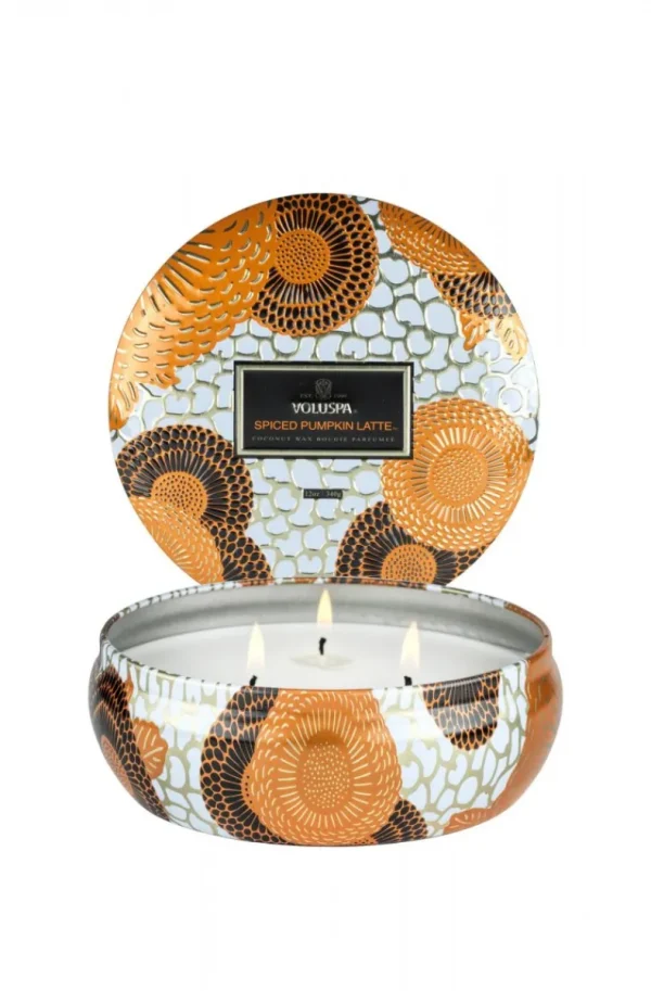 VOLUSPA - Spiced Pumpkin Latte 3-Wick Decorative Tin Fashion